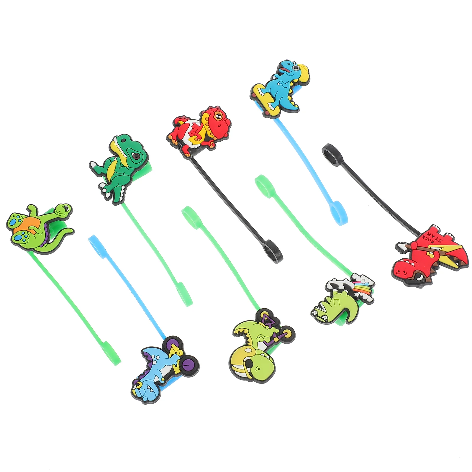 

8 Pcs Straw Tip Covers Dinosaur Dust Silicone Straw Topper Reusable Straws Caps Shot Drinking Covers Tip Protective Cartoon