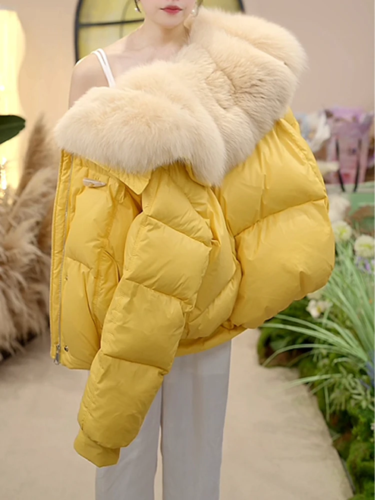 

Корейское зимнее пальто-бомбер из хлопка с меховым воротником, свободного кроя, для женщин, новинка, модное, для повседневной носки