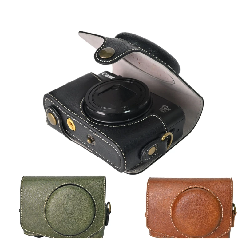 PU Leather Camera Bag Case For Canon Powershot SX740HS SX740 SX730 SX730HS SX720 SX720HS Protective Cover