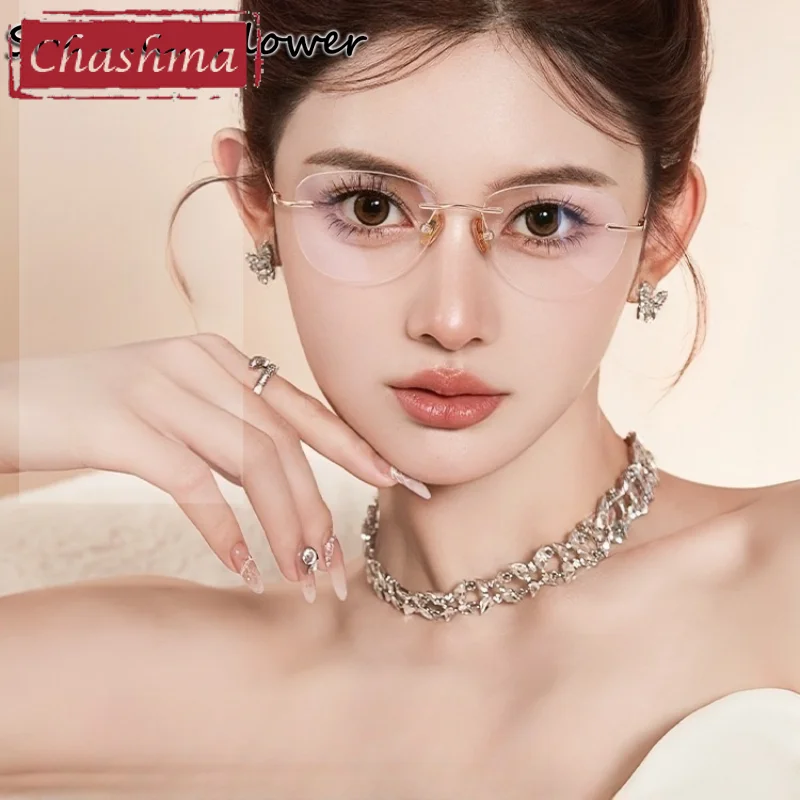 

Chashma Customize Rimless Eyeglasses Women Optical Transparent Crystal Titanium Frames Men Optical Eyeglasses Ultra Light Gafas