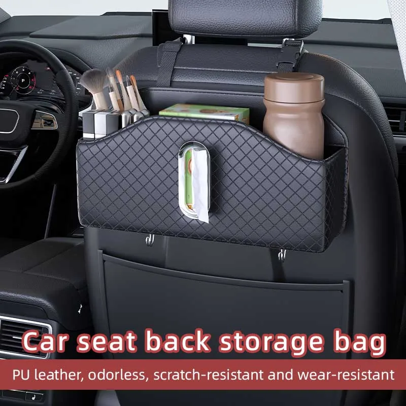 1 Stück Auto-Rücksitz-Aufbewahrungstasche, Universaltyp, Auto-Innenraum-Reisedekoration, PU-Leder-Rücksitz-Aufbewahrungstasche, Multi-Taschen-Autozubehör