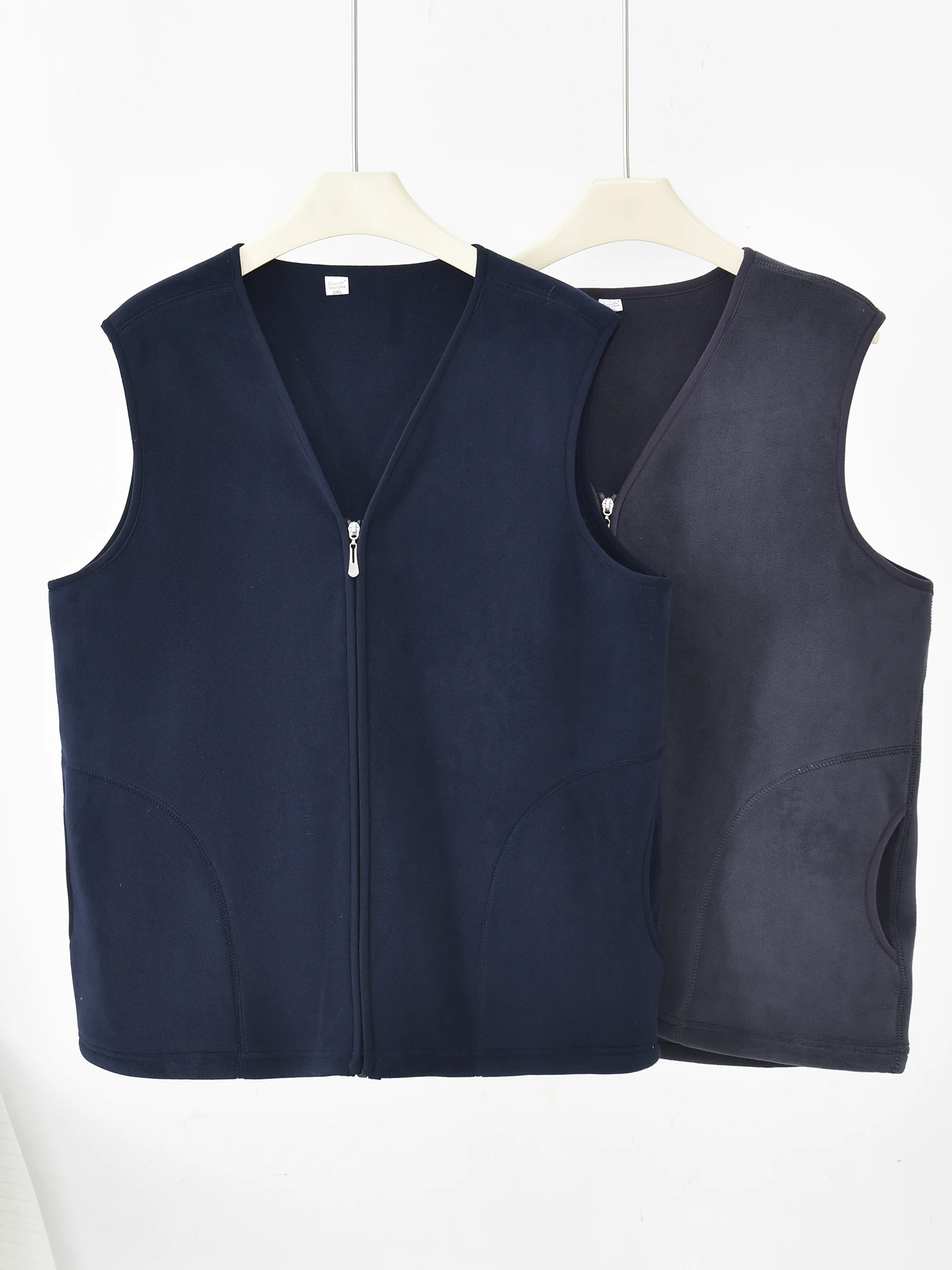 

Thiened Fce Warm Vest Men's Autumn Winter Faion Ci Sle V-Ne Zipper Closure Color Inner And Outer Wear