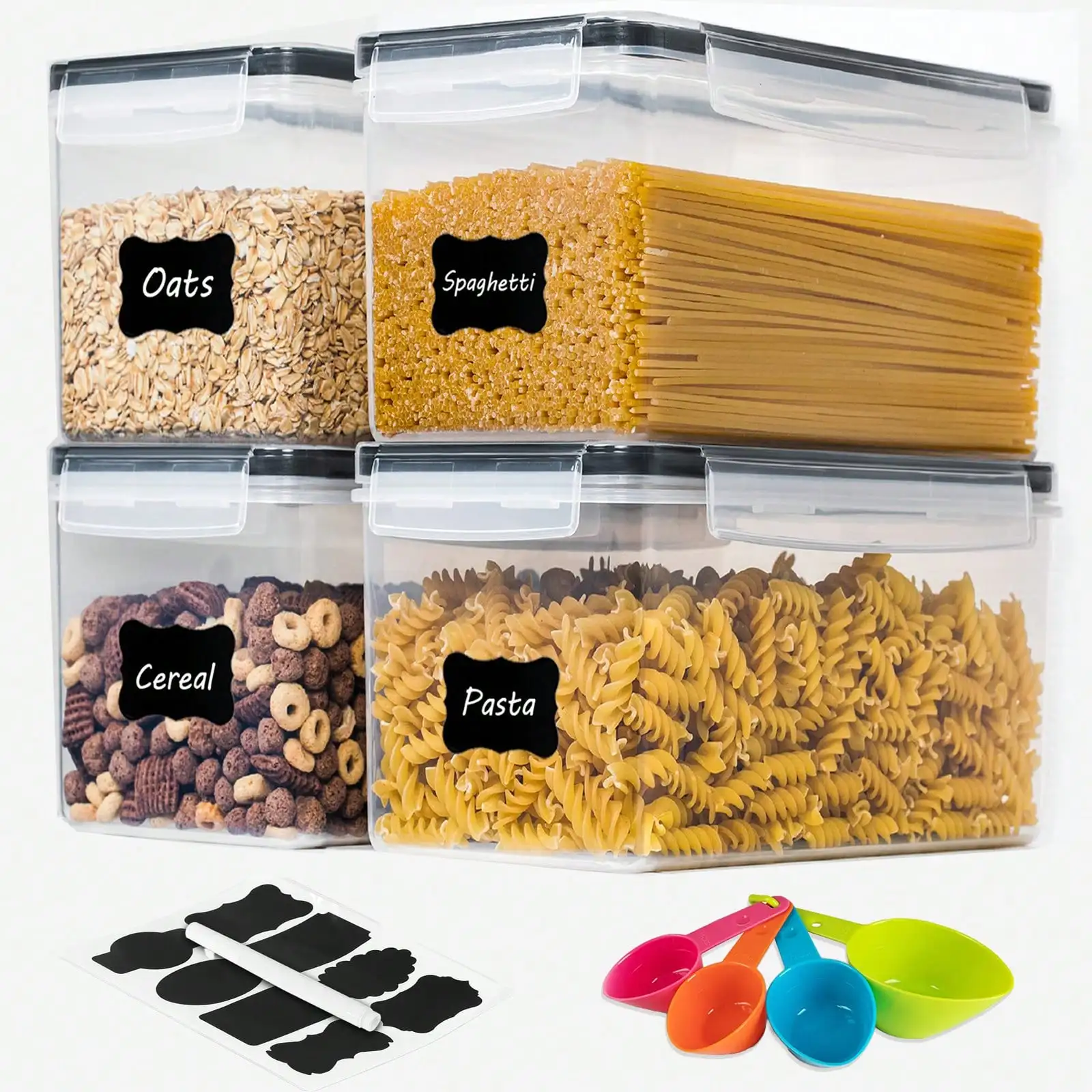 

4PCS X 3.5L Airtight Food Storage Containers With Lids , Plastic Spaghetti Canisters For Pasta Organizer, Air Tight Kitchen Pantry Organization