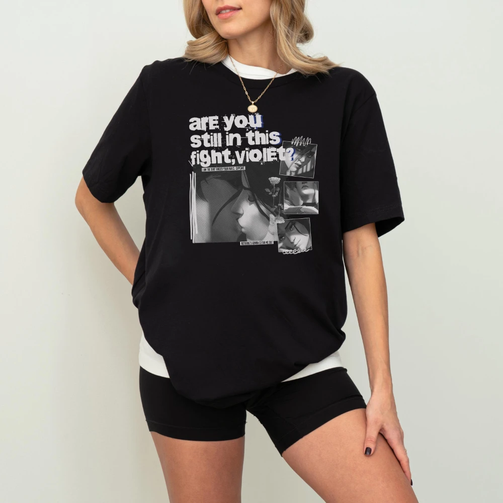 Arcane Vi & Caitlyn Shirt CaitVi Anime Tee LOL Gamer Gift Women Men's T-Shirt Black Casual Crew Neck Cotton Tee