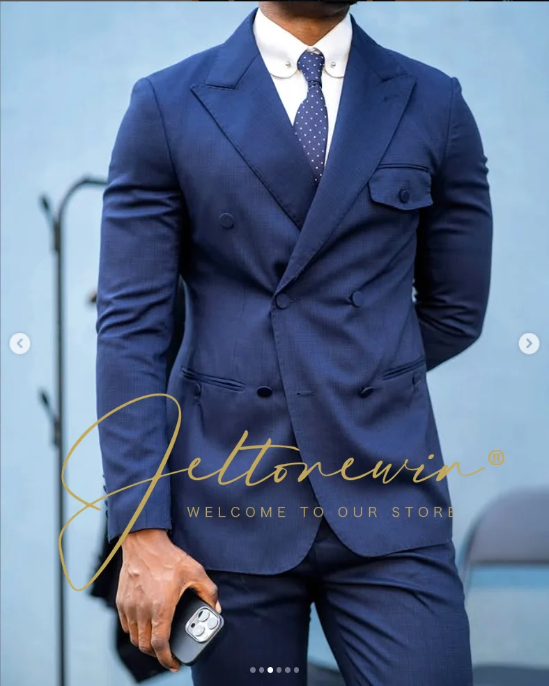 Men's Navy Blue Double Breaste - đánh giá và giá Men Formal Wear Blue