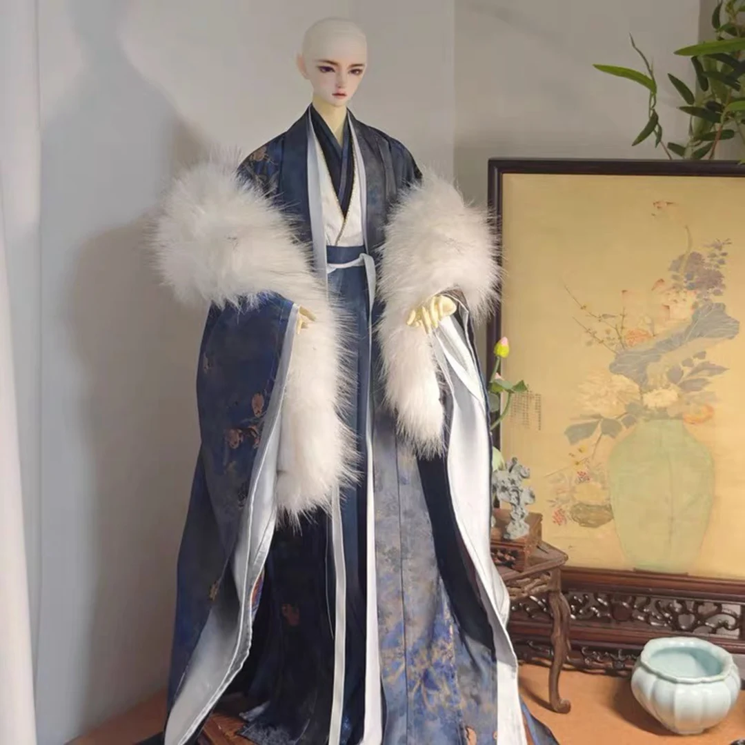 BJD Ancient Costume Hanfu Dress Robe Outfit For MSD SD13 ID75 Uncle 1/4 Strong Body 1/3 Doll Accessories Customized Size A1607