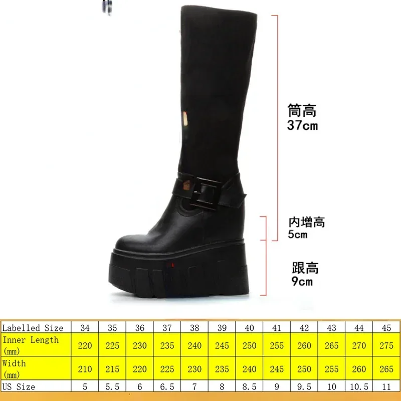 Fujin 9.5cm Synthetic Genuine Leather Stretch Fabric Winter Plush Spring Knee High Ankle Boots Woman ZIP Motorcycle Autumn Shoes