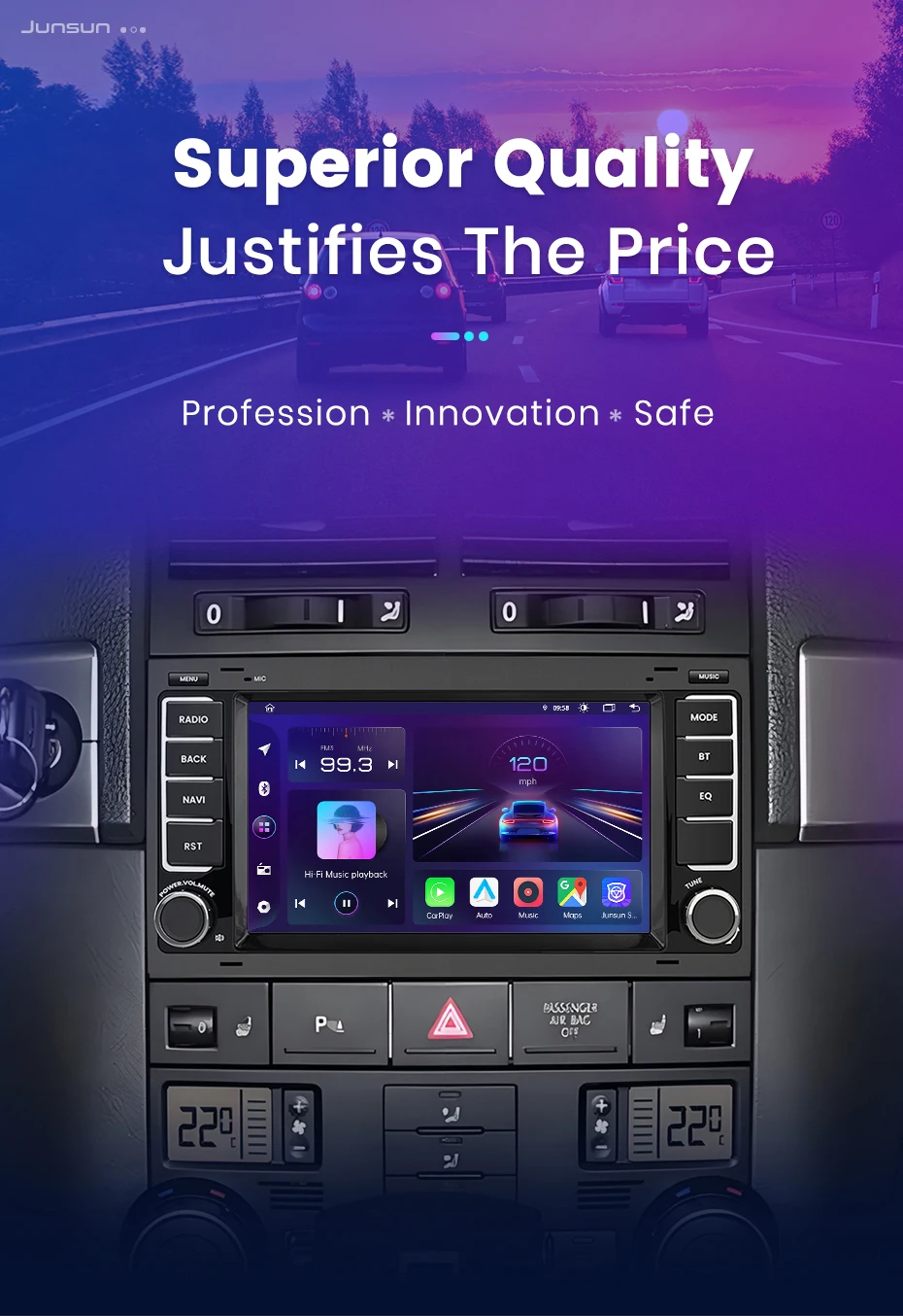 Junsun 7'' 9'' CarPlay Android Auto Auto Radio Für VW Touareg Multivan T5 Transporter 2004-2009 GPS intelligente Multimedia – Detail 2