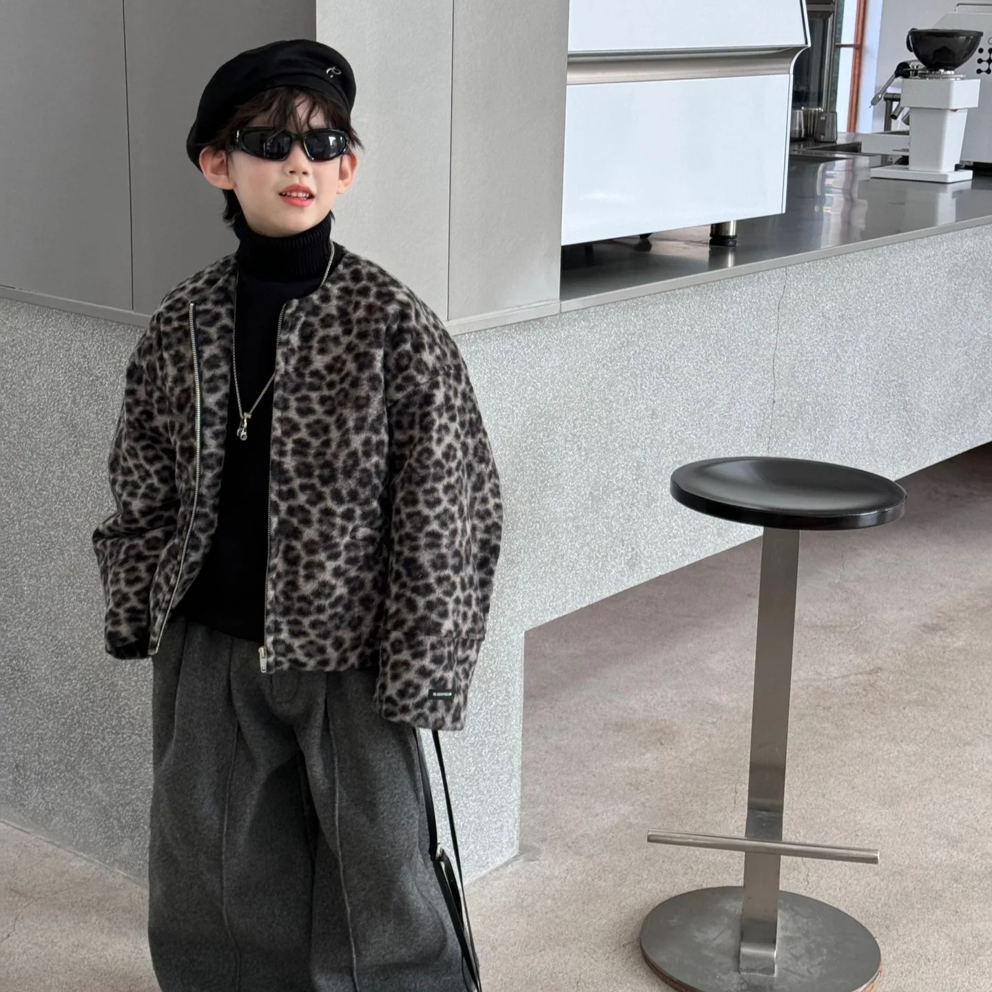 

Children Clothes Kids Casual Coat 2025 Winter New Korean Style Boys Cotton-padded Thickened Leopard Print Warm Kids Jacket