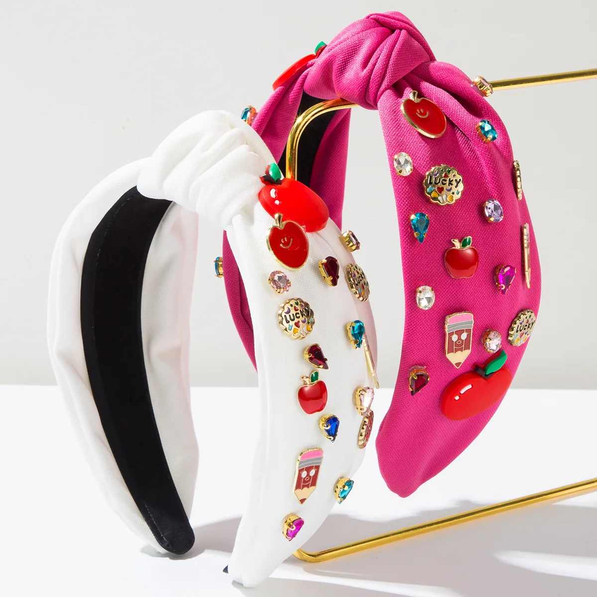 

New Arrival Back-to-School Season Fashion Knotted High Sense Headband Creative Pencil Apple Accessories Hair Accessories