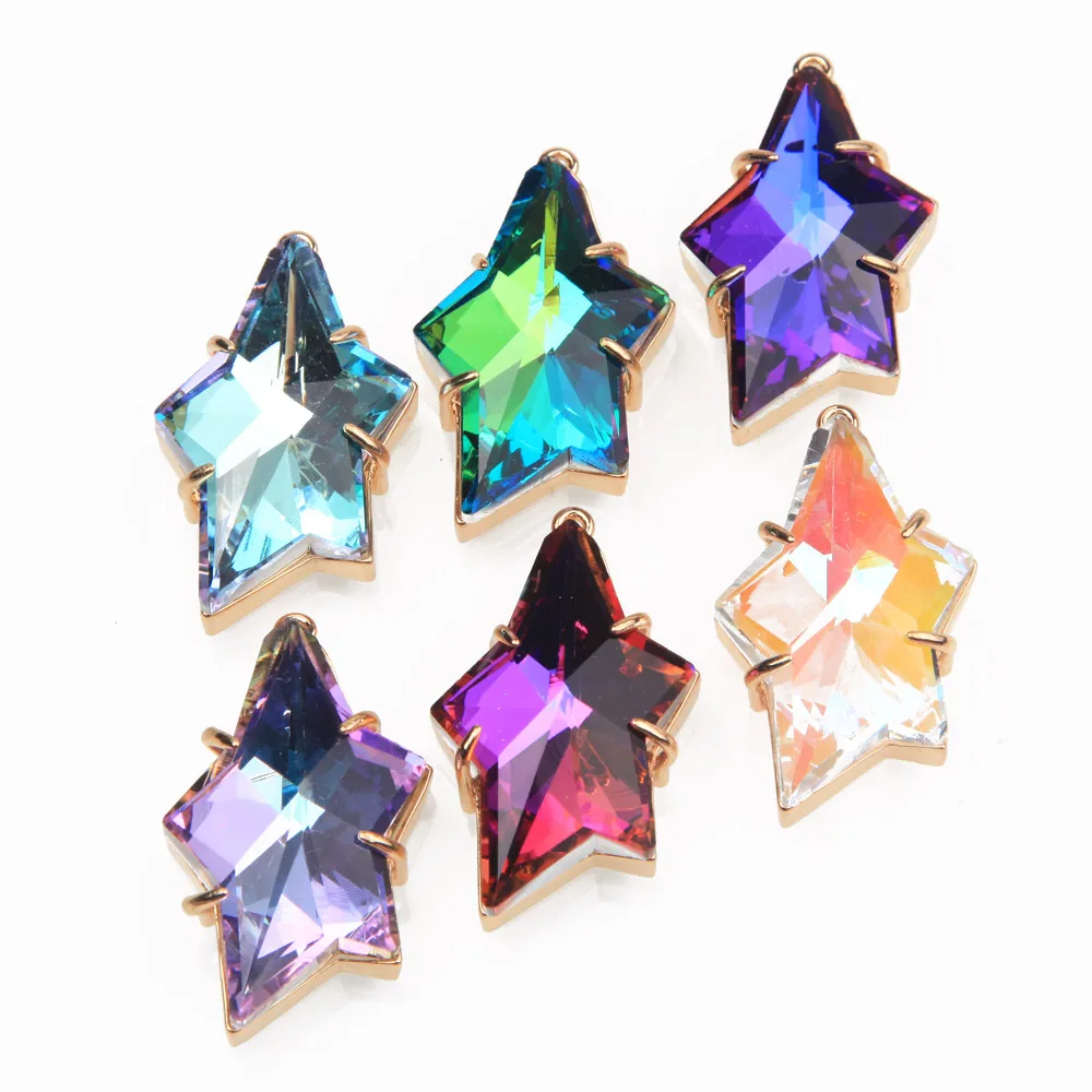 2PCS  Large Celestial North Star Charms for Jewelry Making Pendants Supplies DIY Brass Handmade Accessories 23*39.5mm