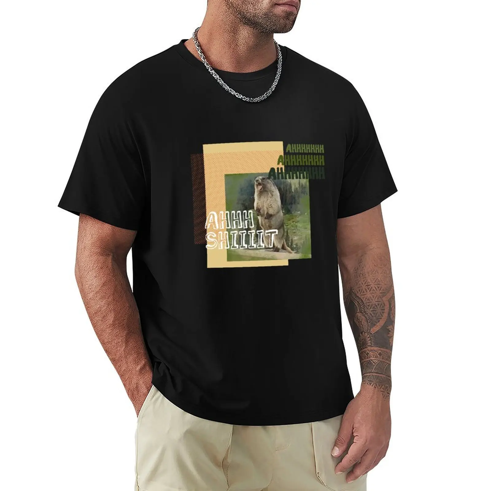 

screaming mountain marmot T-Shirt Short sleeve tee graphic shirts sweat man clothes oversized t shirt men