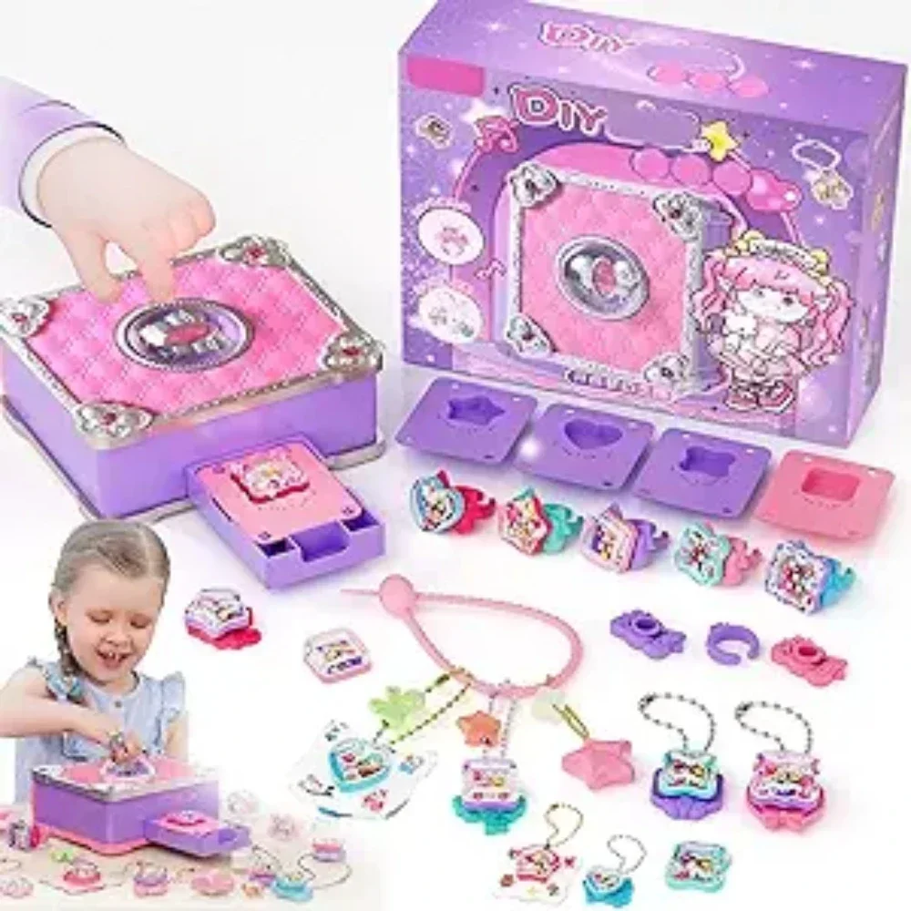 DIY Magic Jewellery Maker 3D, DIY Magic Book Set, Kids' Jewelry Making Kit, Magic Book Sticker Machine DIY Jewel Rings Kit