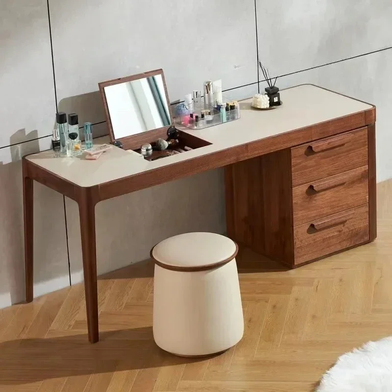 North American black walnut dresser bedroom small apartment makeup table solid wood storage integrated makeup table