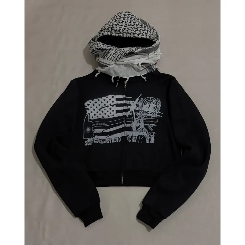 2025 Felpa con cappuccio con giunture per uomo e donna stampata alla moda di strada europea e americana autunno/inverno