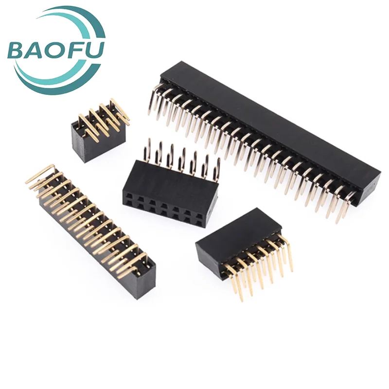 10pcs double row female 2.54mm bent pin female socket connector socket 90 degree horizontal 2 * 2p3P4P5P6P8P-2x40P