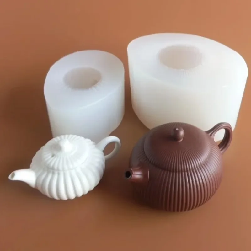 Rib pumpkin teapot tea set mousse cake chocolate ice cream baking DIY food grade silicone mold