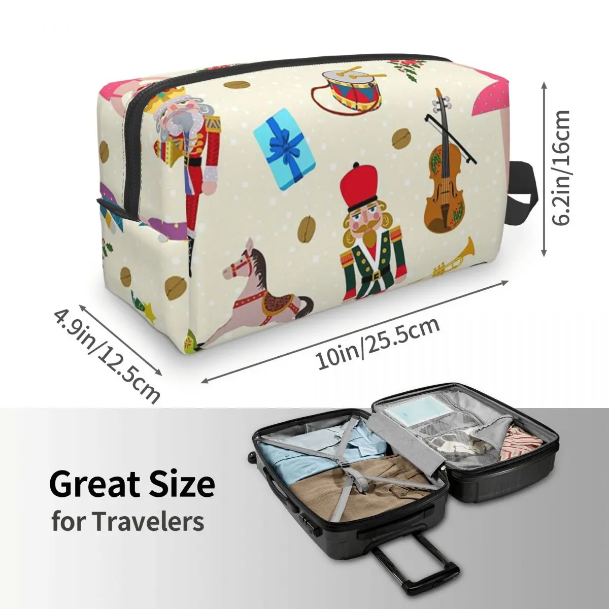 Christmas Day Xmas Nutcracker Makeup Bag Cosmetic Organizer Storage Dopp Kit Toiletry Cosmetic Bag for Women Beauty Travel