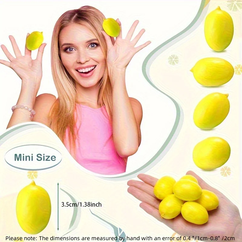 120pcs Simulated Lemon, Realistic Mini Yellow Lemon Decorations - for Photography Props, Window Display and Home Party Décor