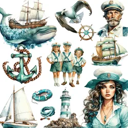 20Pcs/Pack Navy Sailors Sticker DIY Craft Scrapbooking Album Junk Journal Decorative Stickers