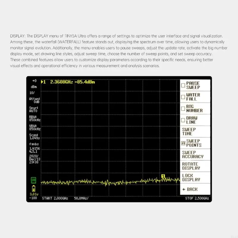 Máy phân tích quang phổ cầm tay R91A SA5 Màn hình IPS LCD 4 inch, Công cụ phân tích tần số đa chức năng 100kHz-5,3GHz 5000mAh có