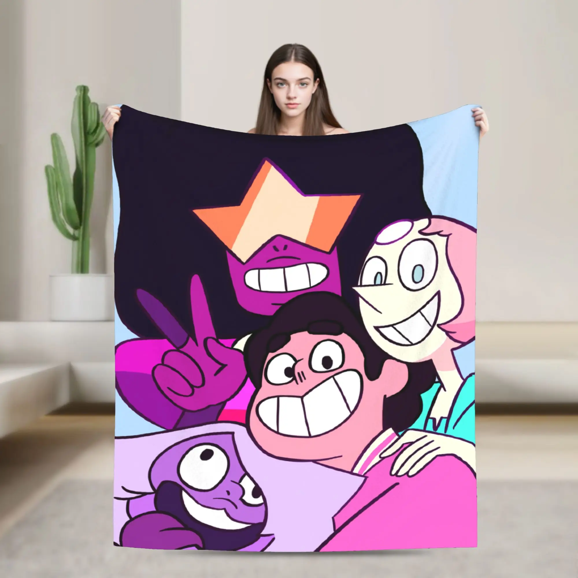 Steven Universe  Flannel Throw Blankets Anime  Blankets for Sofa Car Soft Quilt,