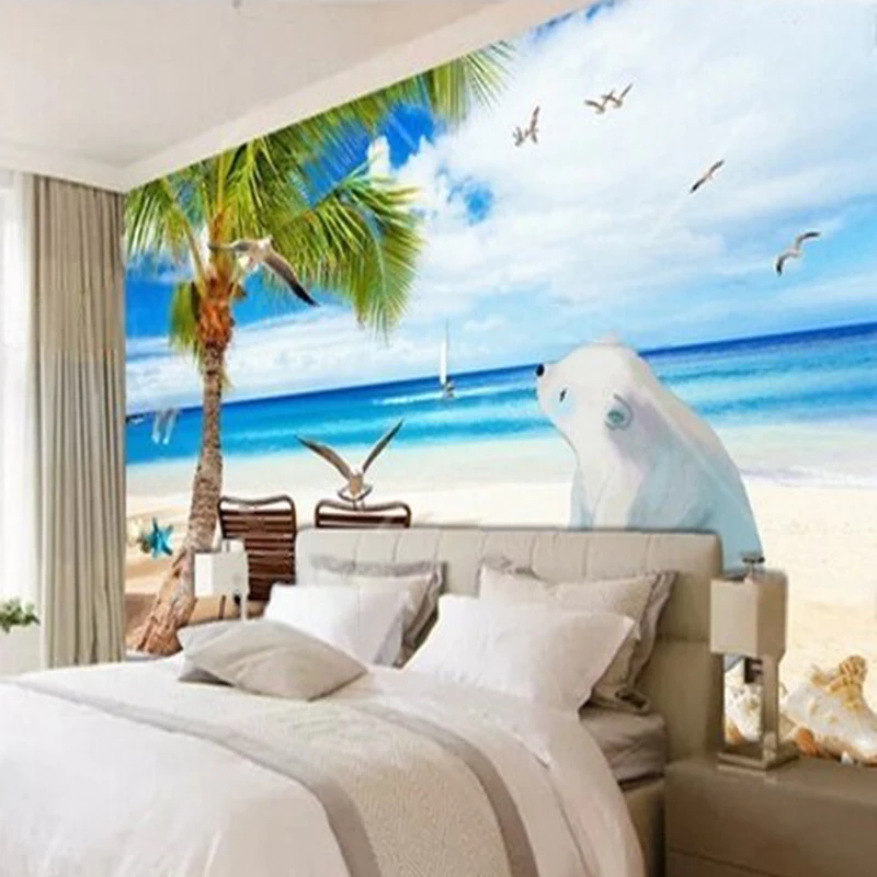 MU9158 Modern and simple Nordic Mediterranean coconut tree TV home bedroom background wall