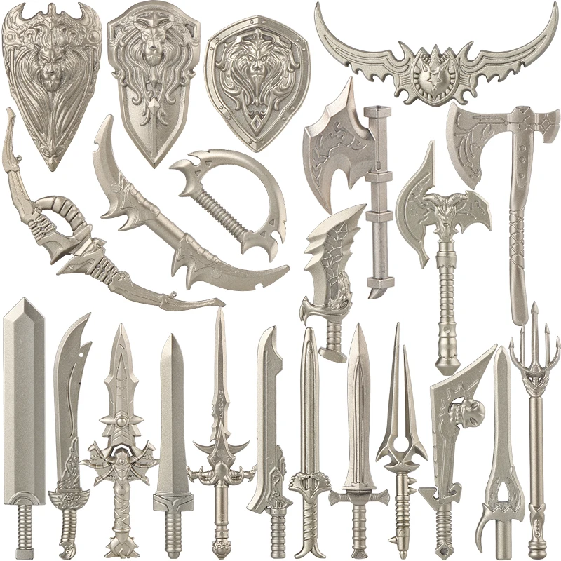 Medieval Military Weapon Accessories Building Blocks Maya Sword Spear Bow Arrow Lion Heart Shield Leviathan Axe Bricks Toys