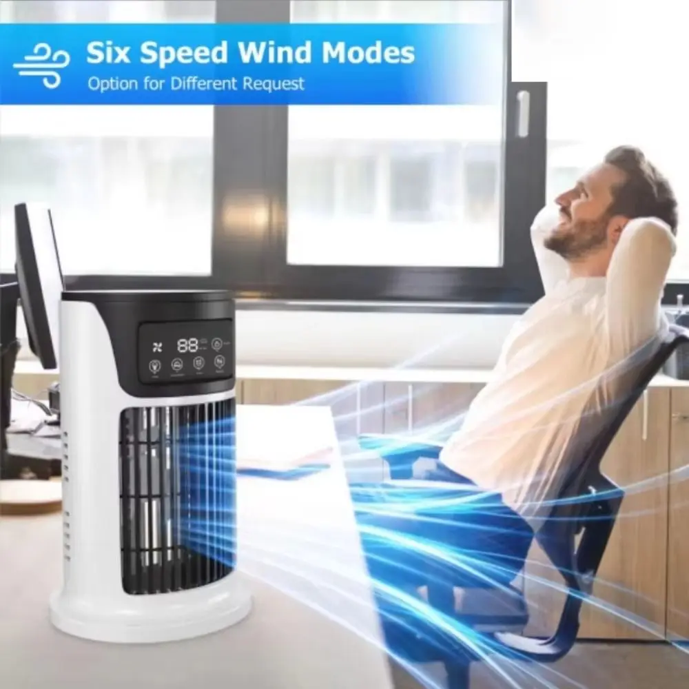 6 Speeds Misting Fan 300ML Water Tank Water Mist Atomization Air Cooler Fan USB Power Supply Compact Design