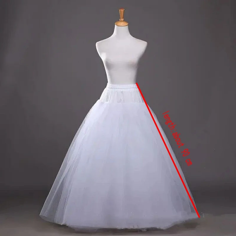 Weißer Tüll-Petticoat für Hochzeitskleid im A-Linien-Stil, 4-lagig, ohne Reifen, Braut- und Hochzeitsaccessoires, lange Petticoats, Unterrock – Detail 1