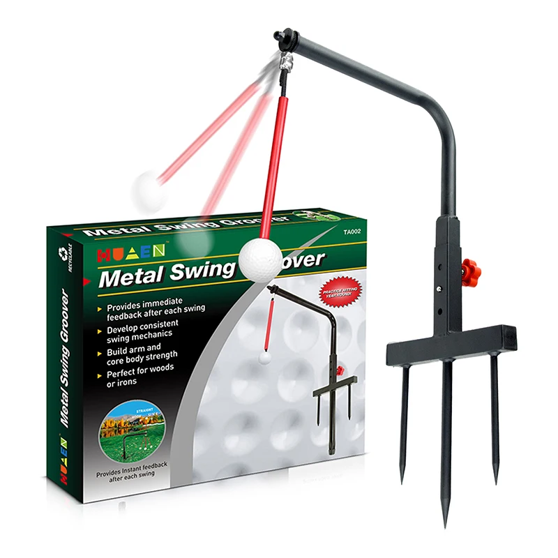 

Iron Golf Practice Swing Groover и тренировочное пособие для ударов Тренажер для гольфа любого уровня со сменной регулировкой высоты в комплекте