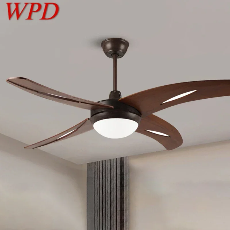 

WPD Nordic LED Fan Light American Vintage Restaurant Living Room Study Ceiling Fan Light Remote Electric Fan Light