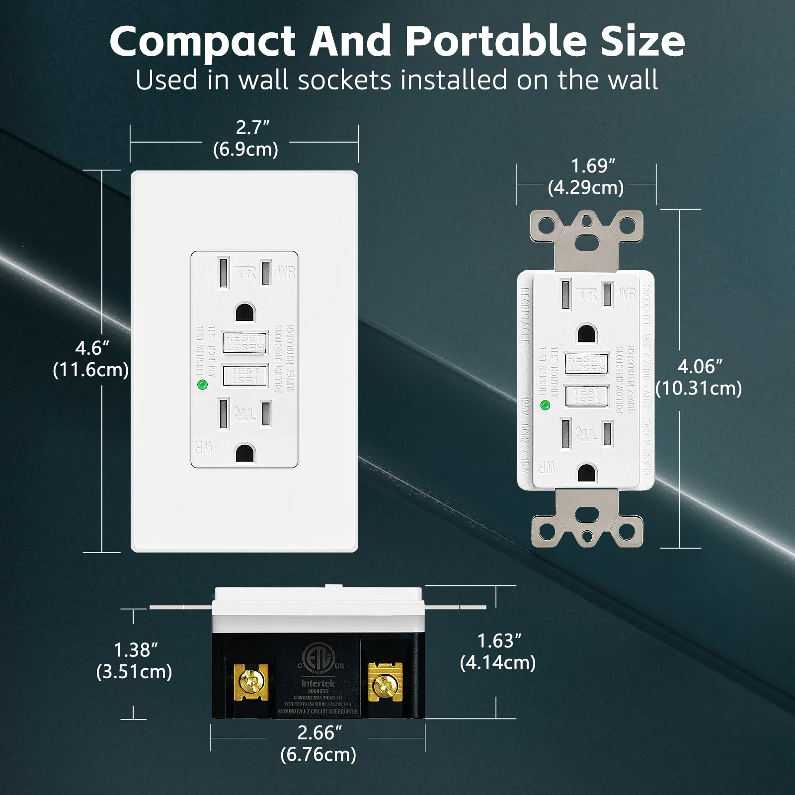 Imagem -05 - Parede Receptáculo Tomada com Indicador Led Residencial e Comercial Grade Etl Listado 5pk Gfci Tomada de 15amp