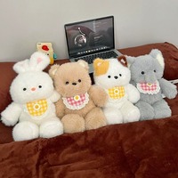 Kawaii Running Bear Plush Toys 45cm Stuffed Running Animal Cartoon Rabbit with Bib Accompany Doll Gifts