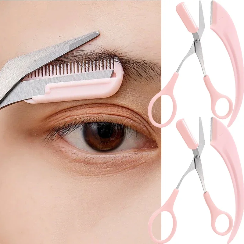 1/5set Eyebrow Trimming Knife with Comb Stainless Steel Scissors Beginner Makeup Tool Face Shaping Razor Brow Trimmer Scrapers