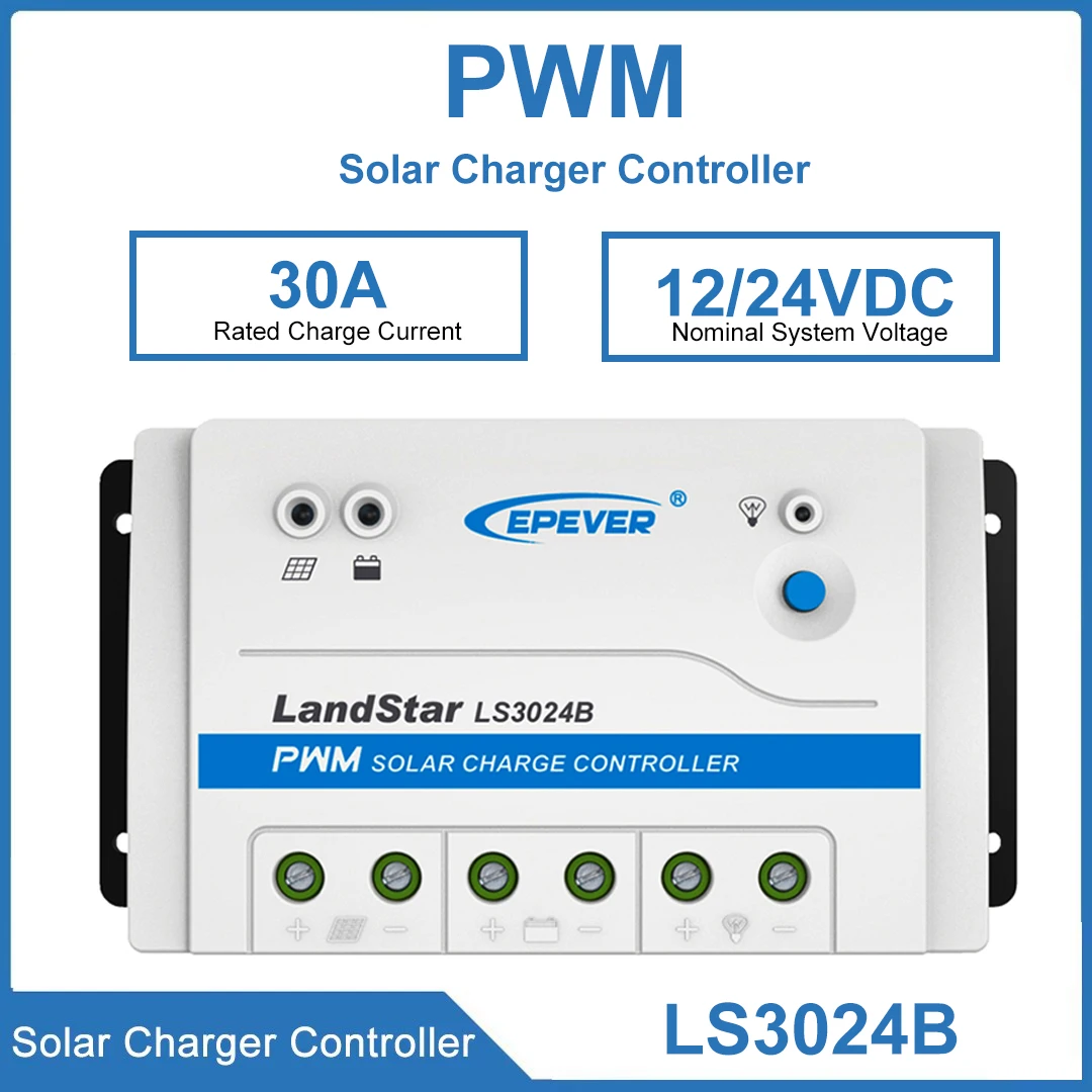 

LS3024B PWM Charge Regulator 30A EPEVER Solar Battery Charge Controller 12V24VDC With Multiple Load Control Modes
