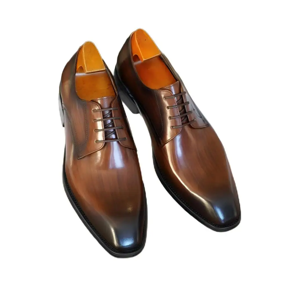Wood Grain Derby Shoes Fashion Formal Shoes for Man Business Dress Square  Toe Rubber Social Men's Shoe Stitching Oxfords - AliExpress 322