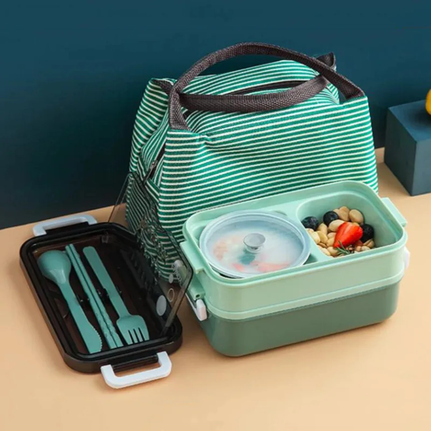 

Double Layer Stainless Steel Lunch Box With Soup Bowl Leak-Proof Bento Box Dinnerware Set Microwave Adult Student Food Container