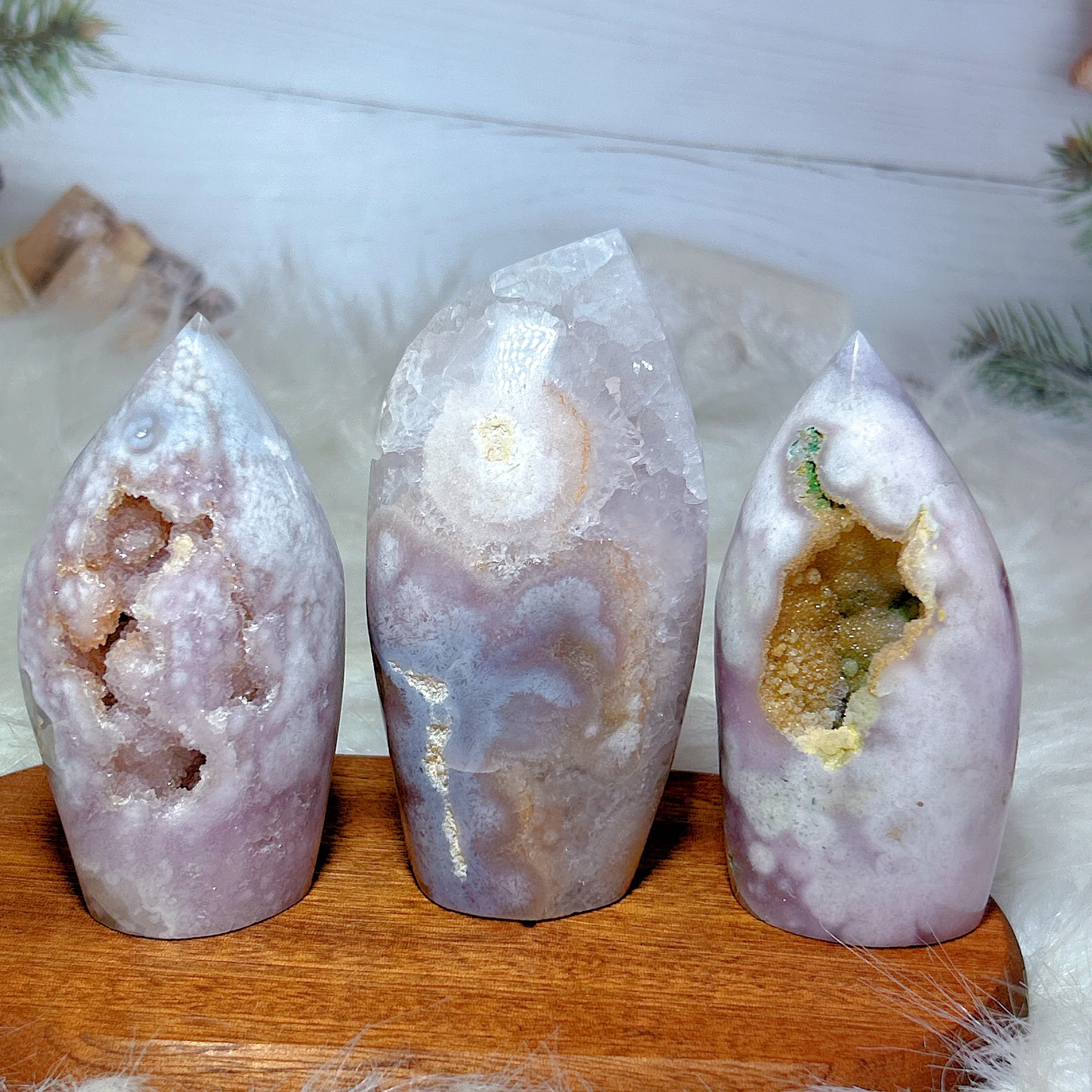 High Quality Healing Natural Crystals Pink Amethyst Flower Agate Geode Free Form Druzy Cluster Home Decorations Room Decor Gift