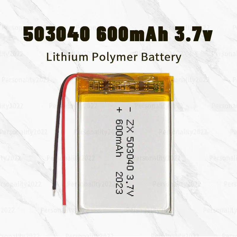 

503040 Литиевая батарея 3,7 В Lipo 600 мАч Полимерные батареи для динамика Bluetooth-гарнитура Коммуникация Цифровая перезаряжаемая батарея