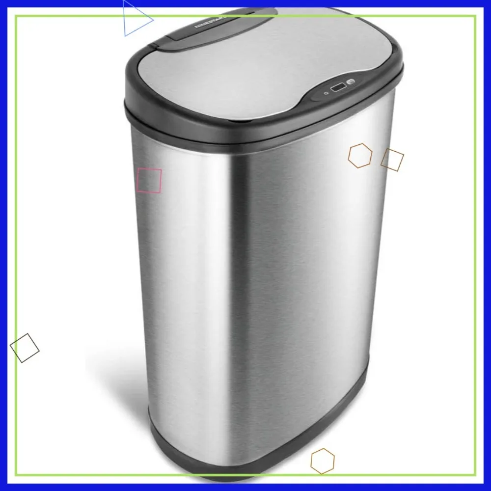 

Large Silver Motion Sensor Trash Can with Automatic Lid, DZT-50-25 Model for Kitchen and Office Use