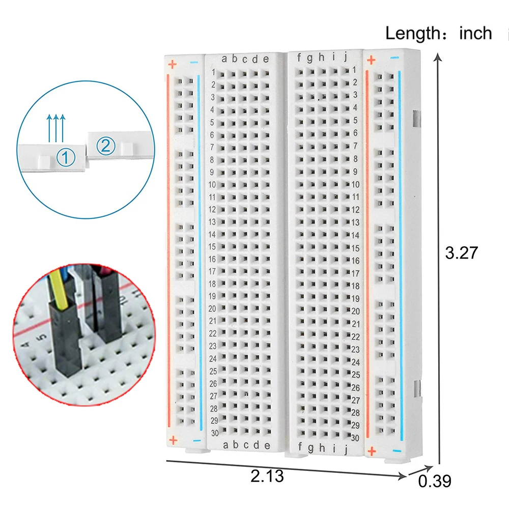 

1 Pc 400 Tie Points Solderless Universal PCB Breadboard Mini Test Protoboard DIY Bread Board for Bus Test Circuit Board