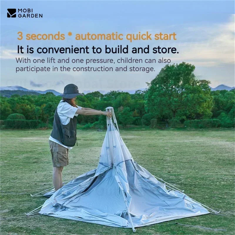 MOBI GARDEN Automatic Quick Opening Tent Outdoor Camping Family Park Sunscreen Moisture Proof 3-4 People Lightweight Travel Tent