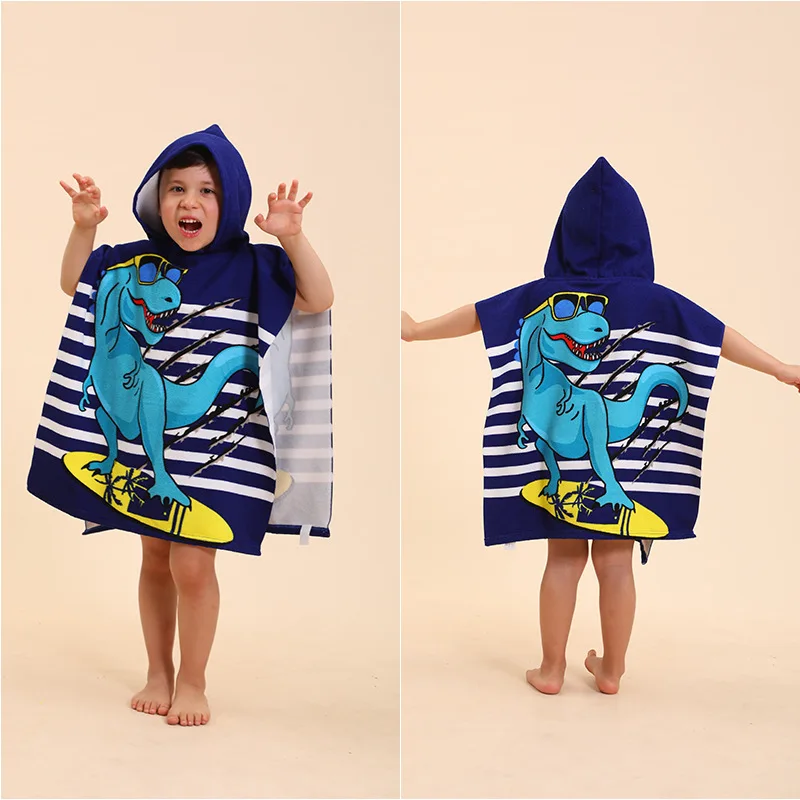 Serviette de piscine pour enfants, Cover-Up pour bébé, Poncho de Surf, garçon et fille, licorne requin, à capuche, serviette de plage, costume de bain, Robe à langer