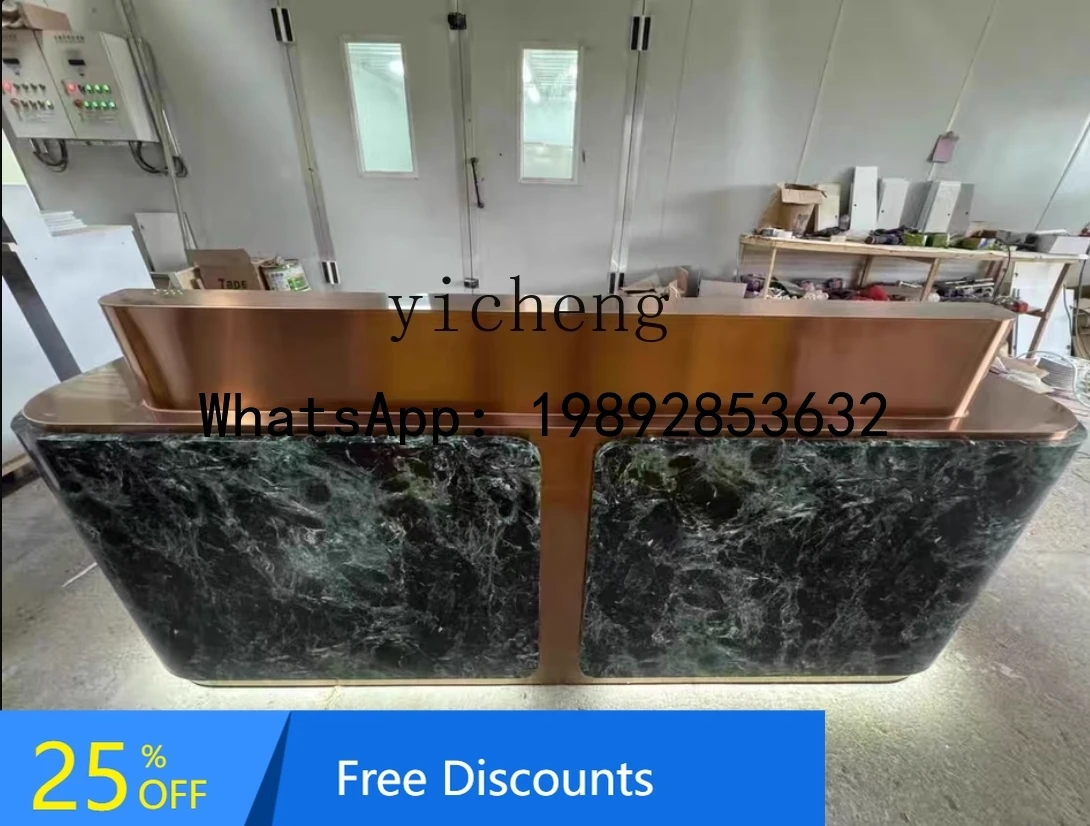 High-End Italian Style Light Luxury Solid Wood Company Reception Desk Cashier Desk