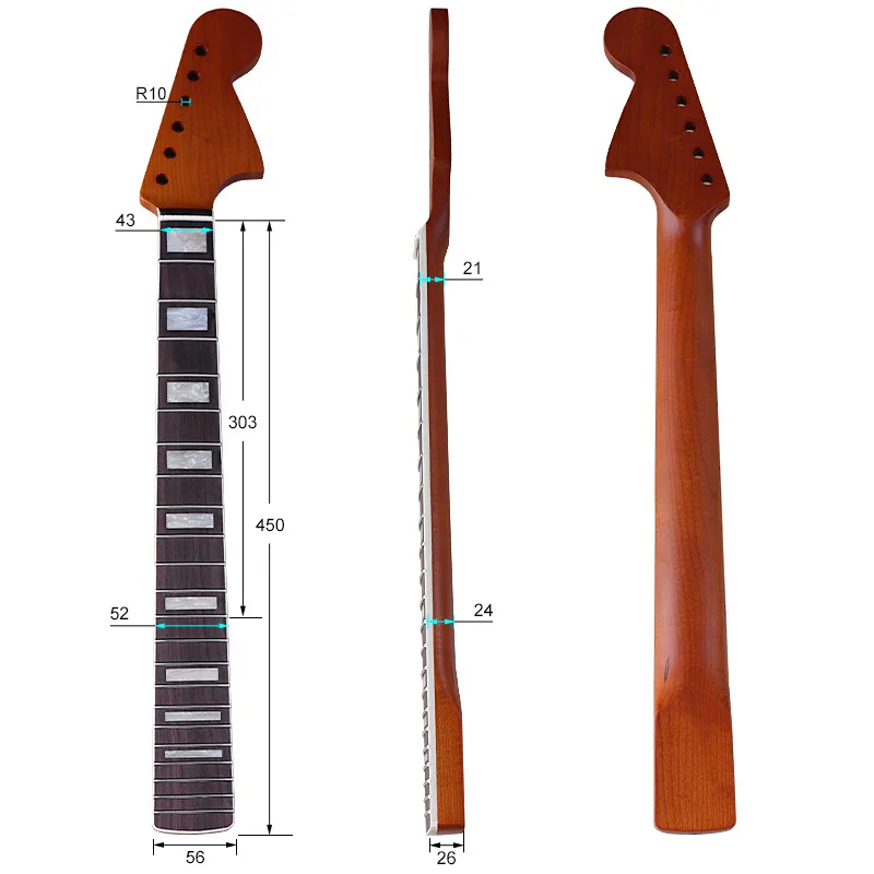 6-string big head roasted maple rosewood fretboard matte 610 scale electric guitar neck lowered handle instrument accessories