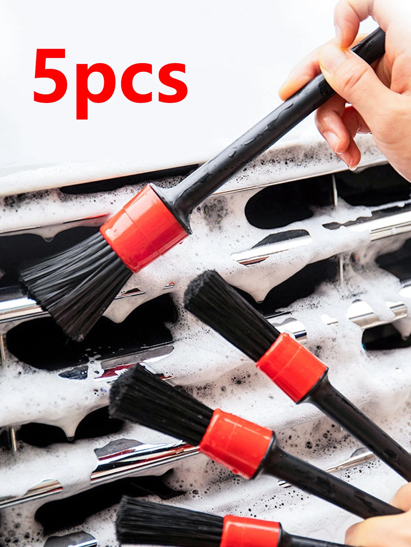 5pcs Soft-Bristled Car Care Brush Set - Interior Cleaning Dashboard Air Vent Brush for Vehicle Interior Detailing