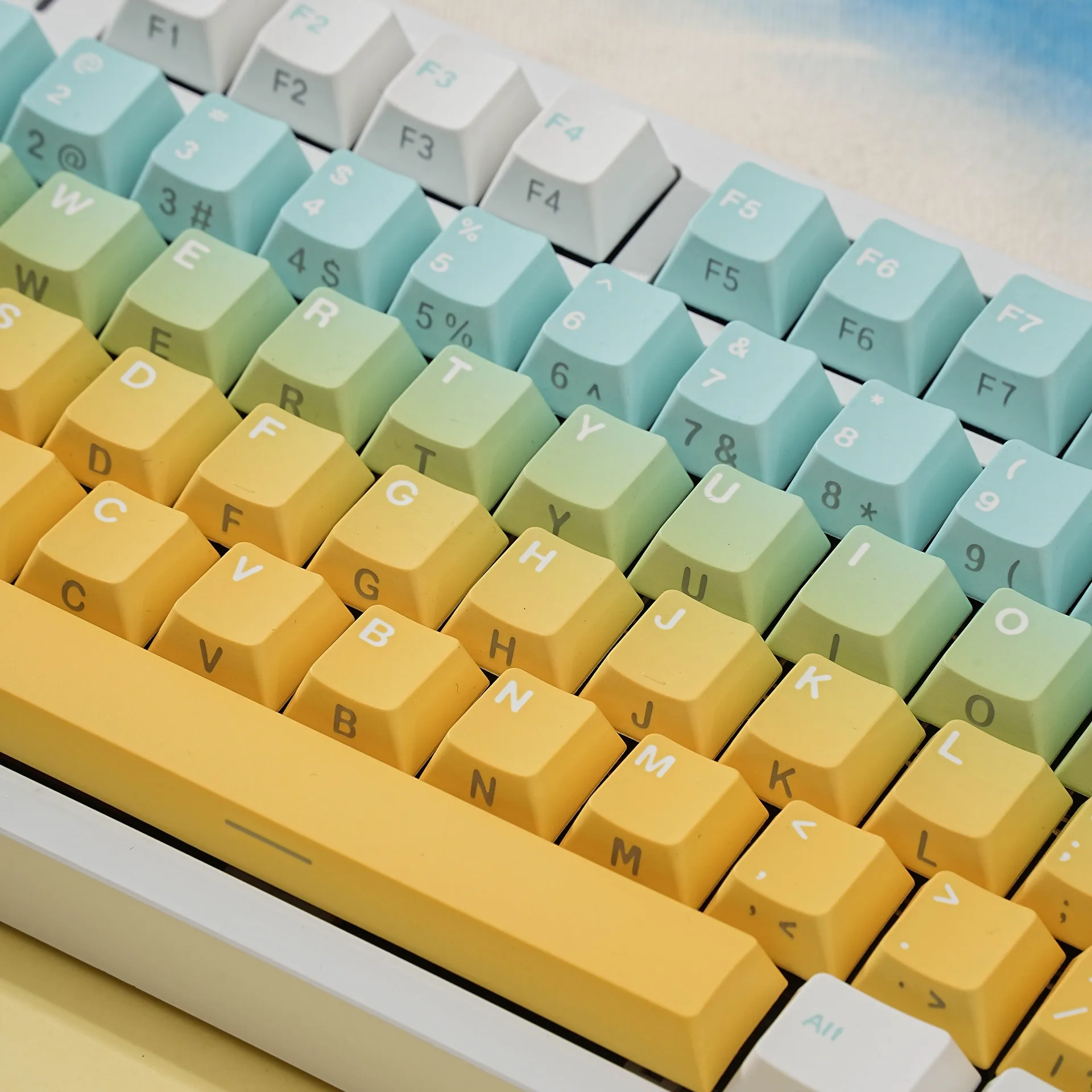 Spanish French Korean Japanese Russian German Arabic Side Print Mechanical Keyboard Gradient Keycaps Cherry Profile PBT Keycap