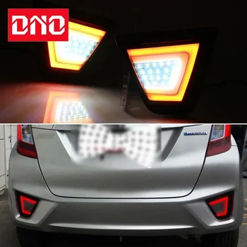 Car LED Rear Bumper Lights Brake Light Turn Signal Backup Reflector Lamp Reverse Fog Taillights For Honda Fit Jazz 2014 - 2017