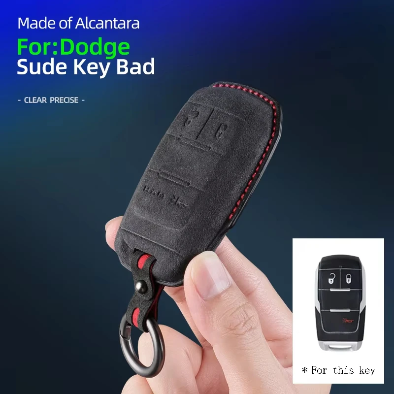 Suede Car Key Case Cover Shell for Dodge Challenger Charger Durango Hornet Viper Journey Auto Keychain Retro Accessories